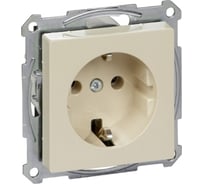 Розетка Systeme Electric Merten SM Беж глянец с заземлением, безвинтовой зажим SE MTN2301-0344