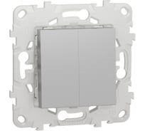 Переключатель Systeme Electric Unica New Алюминий 2-клавишный, 2 х сх. 6 NU521330
