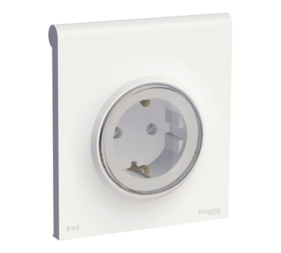 Розетка Systeme Electric Odace Белый, с заземляющим контактом, с крышкой IP44 SE S52R0370W