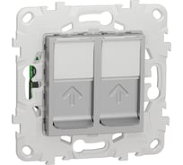 Компьютерная розетка Systeme Electric Unica New Алюминий, RJ45, двойная, кат. 5е UTP NU542030