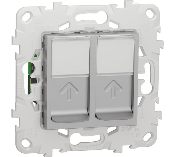 Компьютерная розетка Systeme Electric Unica New Алюминий RJ45, двойная, кат. 6 UTP NU542430
