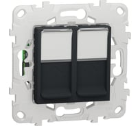 Компьютерная розетка Systeme Electric Unica New Антрацит RJ45, двойная, кат. 5е UTP NU542054