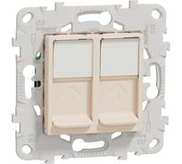 Компьютерная розетка Systeme Electric Unica New Бежевый RJ45, двойная, кат. 6 UTP NU542444