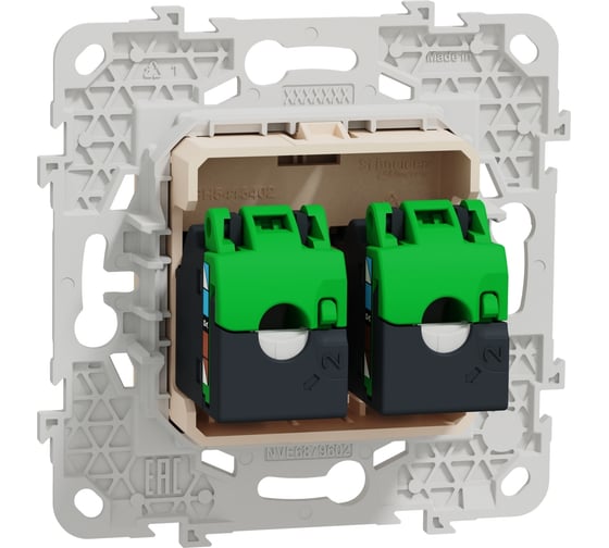 Компьютерная розетка Systeme Electric Unica New Бежевый RJ45, двойная, кат. 6 UTP NU542444
