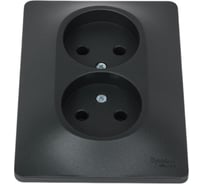 Розетка Systeme Electric Glossa Антрацит 2-ая б/з, 16А в сборе SE GSL000720