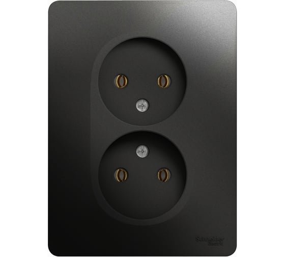 Розетка Systeme Electric Glossa Антрацит 2-ая б/з, 16А в сборе SE GSL000720