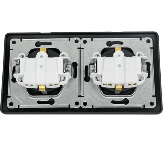 Розетка Systeme Electric Glossa Антрацит 2-ая с/з, со шторками, в сборе, IP44 SE GSL000747