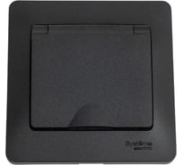 Розетка Systeme Electric Glossa Антрацит с/з со шторками с крышкой, 16А, IP20 в сборе SE GSL000746