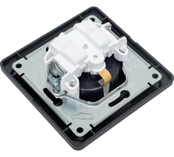 Розетка Systeme Electric Glossa Антрацит с/з, 16А в сборе SE GSL000742