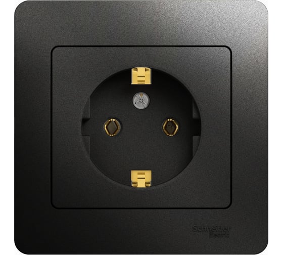 Розетка Systeme Electric Glossa Антрацит с/з, 16А в сборе SE GSL000742