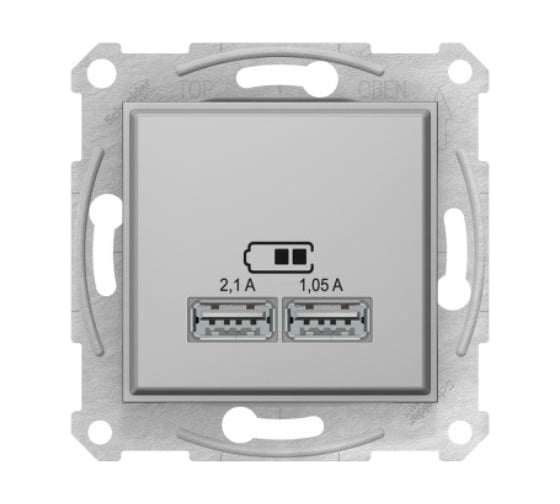 Розетка USB Systeme Electric Sedna Алюминий 2-ая 2,1А 2x1,05А SE SDN2710260