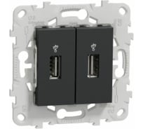 USB розетка Systeme Electric Unica New Антрацит двойная NU542754