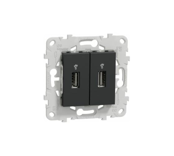 USB розетка Systeme Electric Unica New Антрацит двойная NU542754