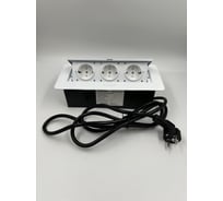 Выдвижной встраиваемый розеточный блок Inrior на 3 EURO розетки, TORO-03-10