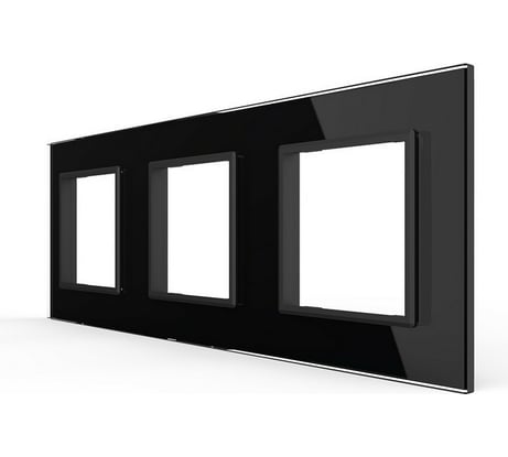 Рамка для розетки LIVOLO 3 поста, цвет черный, стекло BB-C7-SR/SR/SR-12