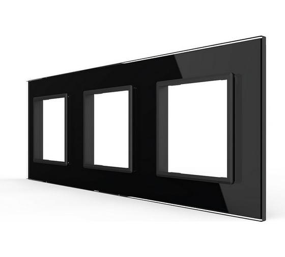 Рамка для розетки LIVOLO 3 поста, цвет черный, стекло BB-C7-SR/SR/SR-12