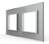 Рамка для розетки LIVOLO 2 поста, цвет серый, стекло BB-C7-SR/SR-15