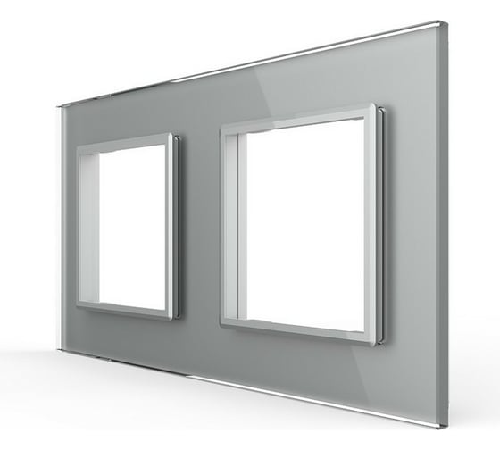 Рамка для розетки LIVOLO 2 поста, цвет серый, стекло BB-C7-SR/SR-15
