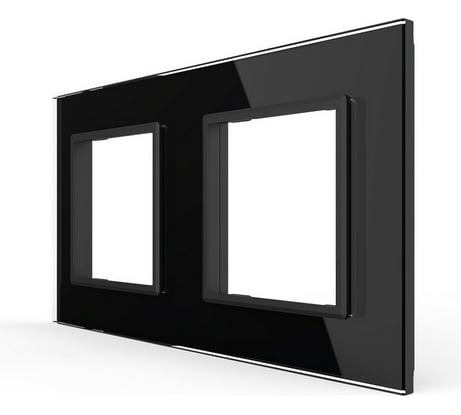 Рамка для розетки LIVOLO 2 поста, цвет черный, стекло BB-C7-SR/SR-12