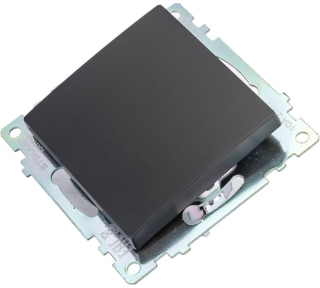 1-клавишный переключатель STEKKER механизм, 250В, 10A, серия Катрин, GLS10-7105-05, черный 39604