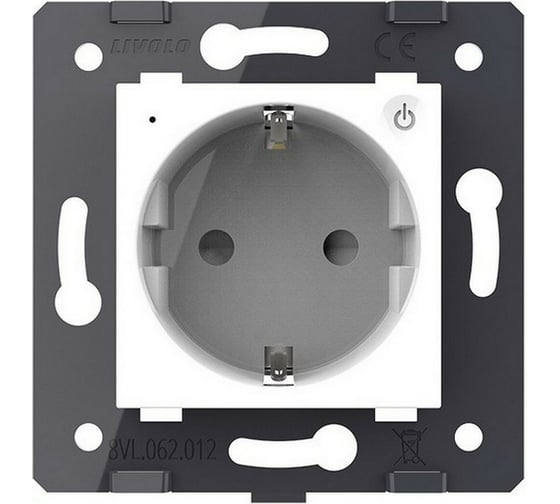 Электрическая розетка LIVOLO ZigBee Wi-Fi с заземлением защитными шторками 16A, цвет белый механизм VL-C7-C1EUZ-11