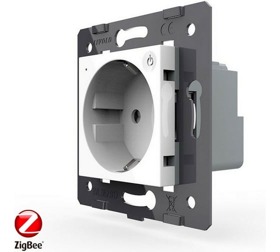 Электрическая розетка LIVOLO ZigBee Wi-Fi с заземлением защитными шторками 16A, цвет белый механизм VL-C7-C1EUZ-11
