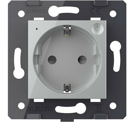 Электрическая розетка LIVOLO ZigBee Wi-Fi с заземлением защитными шторками 16A, цвет серый механизм VL-C7-C1EUZ-15