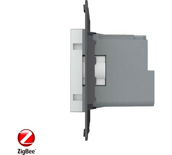 Электрическая розетка LIVOLO ZigBee Wi-Fi с заземлением защитными шторками 16A, цвет серый механизм VL-C7-C1EUZ-15