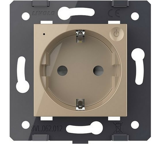 Электрическая розетка LIVOLO ZigBee Wi-Fi с заземлением защитными шторками 16A, цвет золотой механизм VL-C7-C1EUZ-13 1