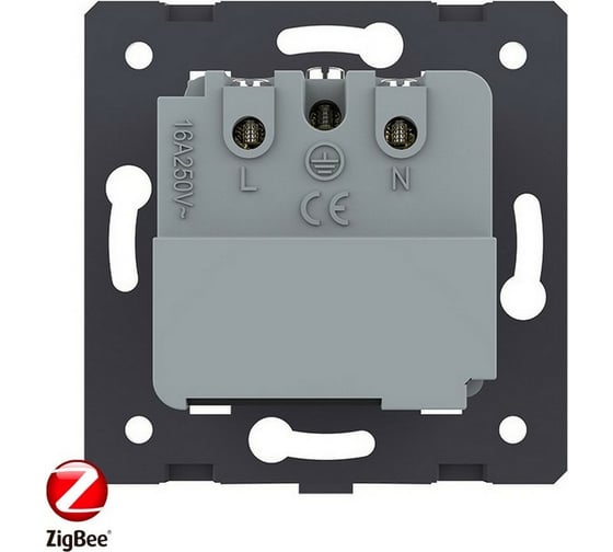 Электрическая розетка LIVOLO ZigBee Wi-Fi с заземлением защитными шторками 16A, цвет черный механизм VL-C7-C1EUZ-12