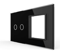 Панель для сенсорного выключателя и розетки LIVOLO 2 клавиши, цвет черный, стекло BB-C7-C2/SR-12