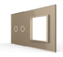 Панель для сенсорного выключателя и розетки LIVOLO 2 клавиши, цвет золотой, стекло BB-C7-C2/SR-13
