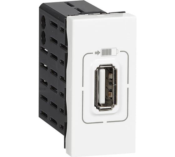 USB розетка Legrand Mosaic для зарядки одинарная, цвет белый 077591