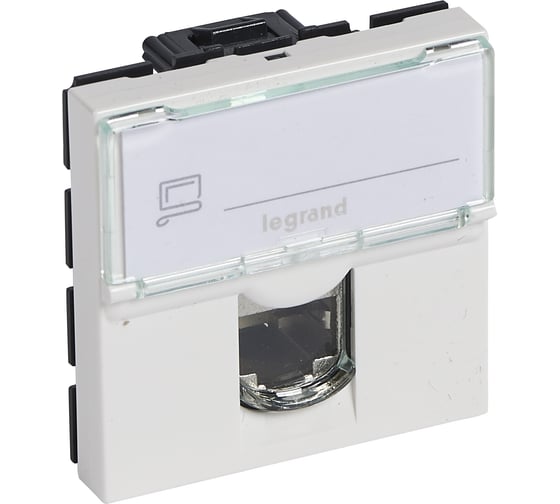 Розетка RJ 45 Legrand Программа Mosaic - категория 6a - STP - 2 модуля - белый 076576