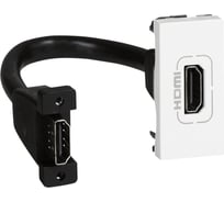 Розетка HDMI Legrand Mosaic 1 модуль, оборудована шнуром, белая 078778
