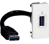 Розетка USB Legrand Mosaic 1 модуль, оборудована шнуром, белая 078746