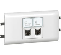 Розетка 2хRJ45 Legrand Программа Mosaic с рамкой и суппортом для DLP с крышкой 65 мм UTP 078663
