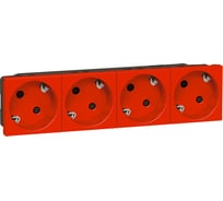 Розетка Legrand 4x2к+З немецкий стандарт 45 Красный 077274