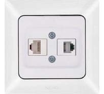 Компьютерная+телефонная розетка NE-AD CAT6+CAT3, Aras, Белый, 93-110-23-DN