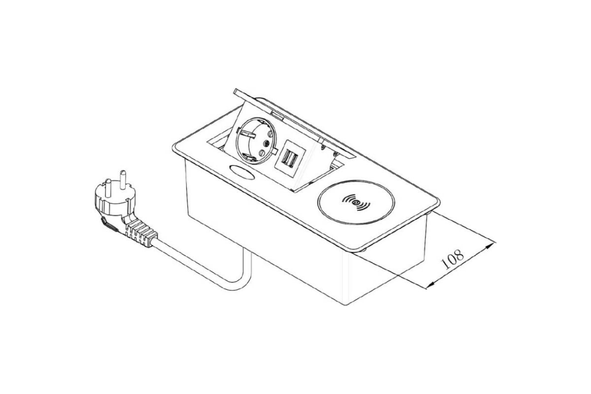 Выдвижная розетка (выдвижной блок розеток) SETE 1 EURO розетка, 2 USB,  беспроводная зарядка SBT-1UCW-10 - выгодная цена, отзывы, характеристики,  фото - купить в Москве и РФ