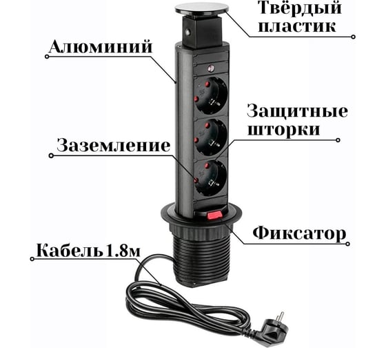 Выдвижная розетка Inrior выдвижной блок розеток встраиваемый розеточный блок 3 EURO розетки RUFH-20