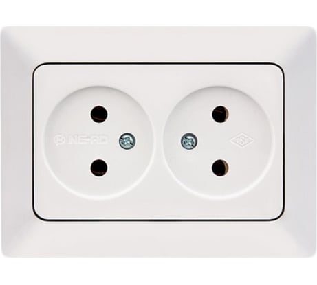 Розетка NE-AD 2-гнезда без заземления, керамика, 16А, 250В, Aras, Белый, 93-110-75-P