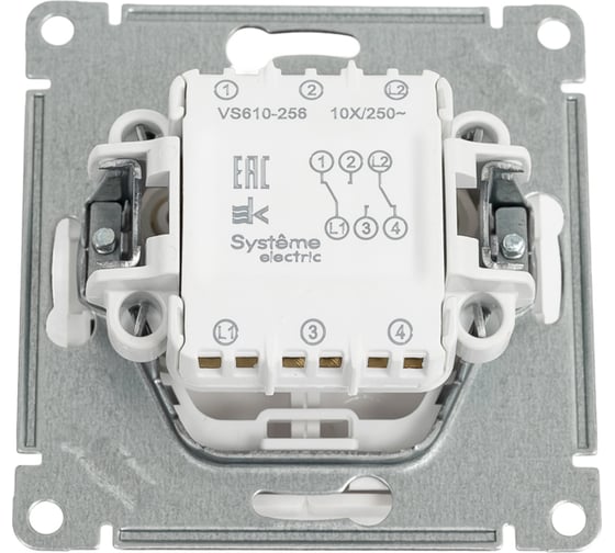 2-клавишный механизм переключателя Systeme Electric скрытой проводки W59 10А IP20 10AX белый VS610-256-1-86