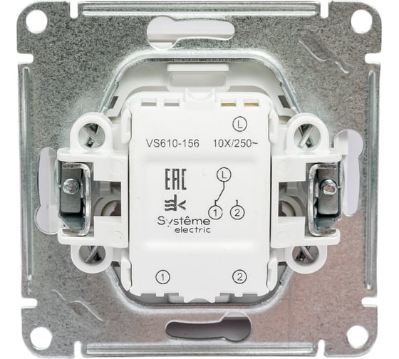 1-клавишный механизм переключателя Systeme Electric скрытой проводки W59 10А IP20 10AX белый VS610-156-1-86