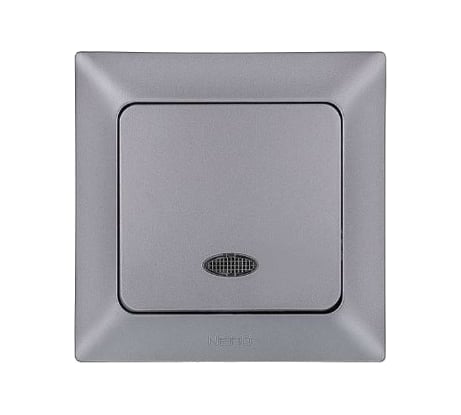 1-клавишный выключатель NE-AD с подсветкой, 10А, 250В, Aras, Серебро, 1/12/120, 93-122-01-I