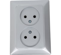 Розетка NE-AD 2-гнезда без заземления, 16А, 250В, Aras, Серебро, 93-122-75