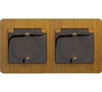 Розетка Systeme Electric Glossa Дуб 2-ая с/з, со шторками, в сборе, IP44 SE GSL000547