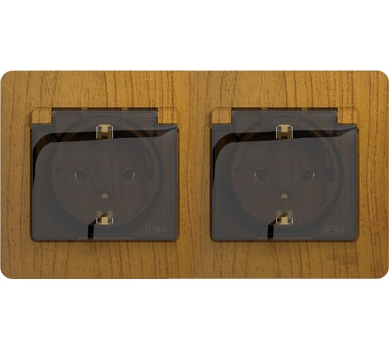 Розетка Systeme Electric Glossa Дуб 2-ая с/з, со шторками, в сборе, IP44 SE GSL000547 1