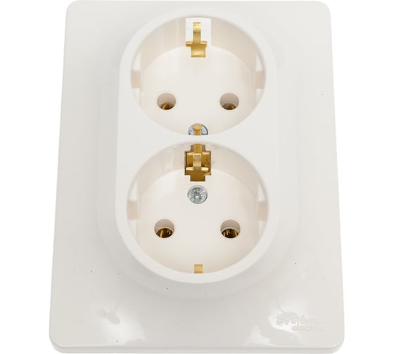 Розетка Systeme Electric Glossa Молочная 2-ая с/з в сборе SE GSL000924