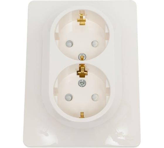 Розетка Systeme Electric Glossa Молочная 2-ая с/з со шторками в сборе SE GSL000926